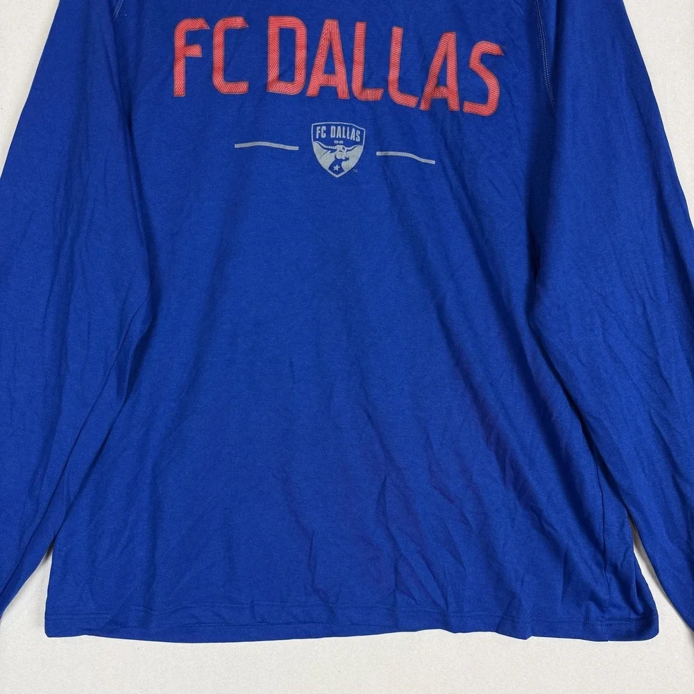 FC Dallas Shirt Mens Large Blue MLS Soccer Adidas Long Sleeve Climalite